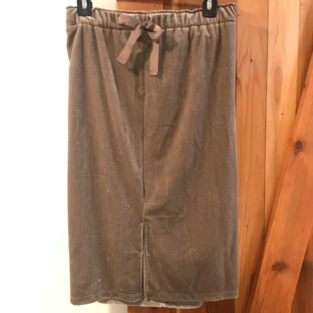Crushed Velvet Taupe Midi Skirt